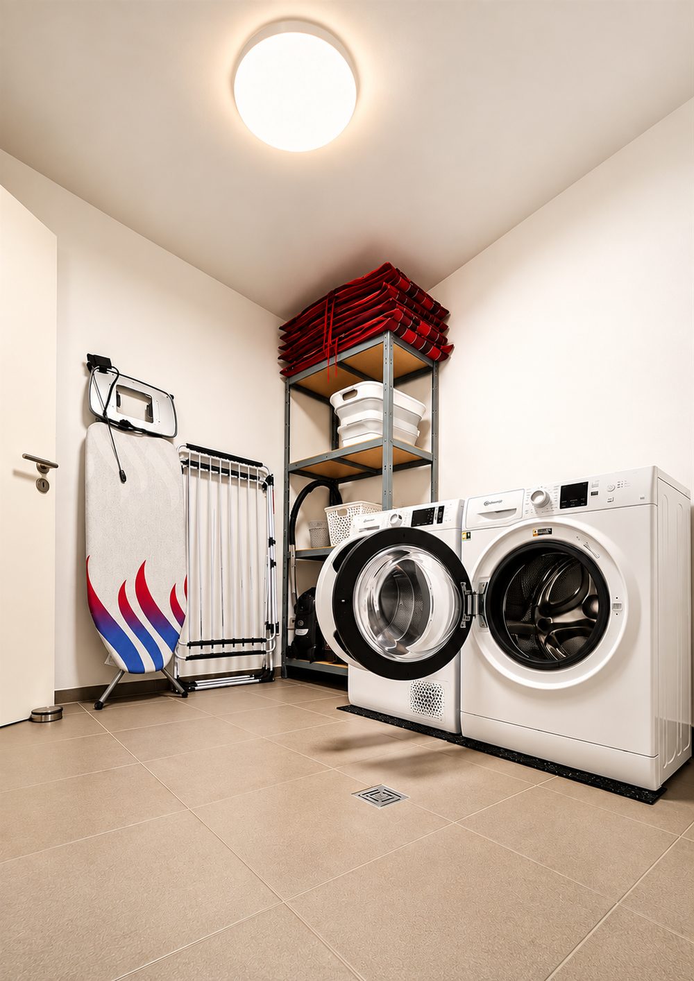 Hauswirtschaftsraum mit Waschmaschine und Trockner